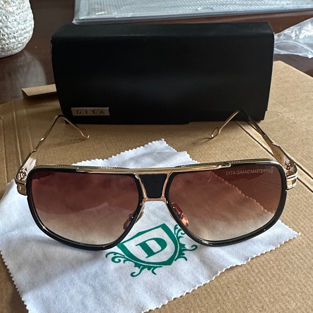 Dita Men's Grandmaster-Five DRX-2077 18K Gold Fashion Pilot Titanium Sunglasses